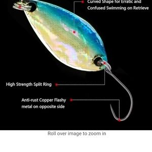 2 pcs mini spoon lure casting fishing spinner for Trout,panfish,Bluegill,crappie